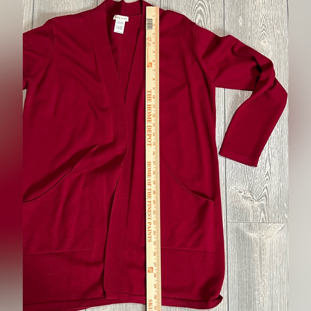Main Strip Ruby Red Open Cardigan With Front Pockets Size Small - Picture 8 of 8